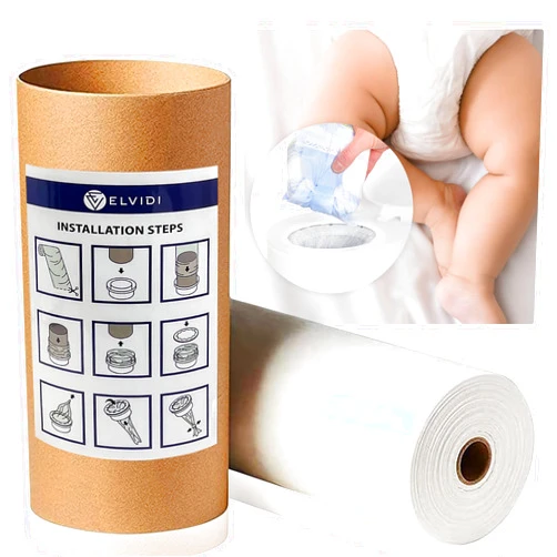 ELVIDI [200M Long] Diaper Pail Refill – Universal for Diaper Disposal Systems | Refill Your Empty Cassette | Fits Diaper Genie, Ubbi & More | Odor-Blocking, Leak-Proof | ELVIDI Brand