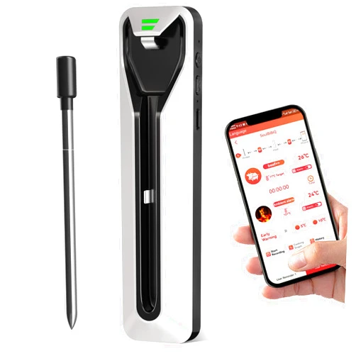 HIGSEEU Wireless Meat Thermometer, Digital Food Thermometer for Grilling, Upgraded 500 ft Bluetooth Smart Meat Thermometer, Cooking Thermometer for BBQ, Oven, Smoker, Air Fryer, Rotisserie