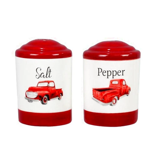 The Bridge Collection Ceramic Vintage Pickup Truck Salt and Pepper Shakers, Unique Rustic Salt & Pepper Shaker Set for Kitchen Counter, Country Home Tabletop Decor Accents
