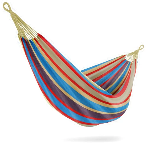 Sorbus® Brazilian Double Hammock - Extra-Long Two Person Portable Hammock Bed for Indoor or Outdoor Spaces - Hanging Rope, Carrying Pouch Included (Blue/Sand/Purple/Red Stripes)