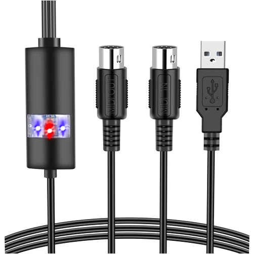 Oxsubor USB MIDI Cable-Upgrade Professional MIDI to USB in-Out Cable Adapter Converter Connect Piano Keyboard to PC/Laptop for Editing&Recording 2M(6.5FT) (Black)