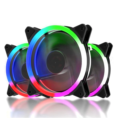 upHere 120mm LED Silent Fan for Computer Cases, CPU Coolers, and Radiators Ultra Quiet,Triple Pack Colorful Case Fan,F03