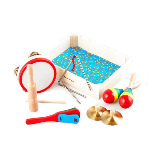 Melissa & Doug Band-in-a-Box Clap! Clang! Tap! - 10-Piece Musical Instrument Set - Kids Musical Instruments, Wooden Percussion Instruments For Toddlers And Kids Ages 3+