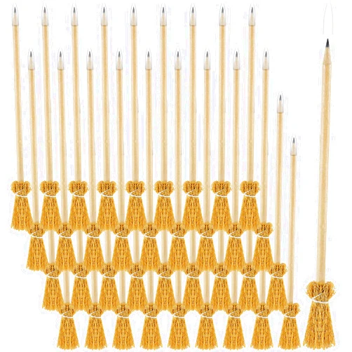 Clabby 36 Pieces Halloween Witch Broom Pencil Halloween Witch Broomstick Pencil Stylish Accessories for Party Favors and School Souvenir Supplies
