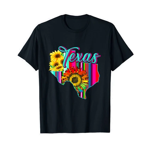 Western Sunflowers Leopard Serape Texas Cowgirl Western Sunflowers Leopard Serape Texas Mom Cowgirl Rodeo T-Shirt