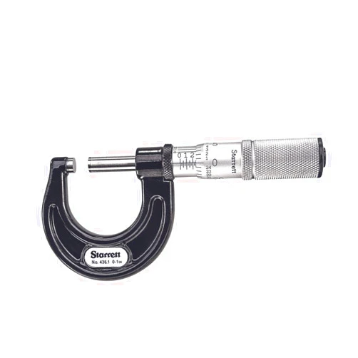 Starrett Outside Micrometer with One-Piece Spindle, Satin Chrome Finish and Tapered Frame - Quick and Easy Adjustment, 0-1