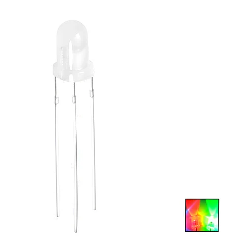 Othmro 10Pcs 5mm Red & Green LED Lights, Round Bi-Color LED Diodes Common Cathode, White Lens, 3 Pin RGB Electronics Components Lighting Bulb Lamps, 20MA 1.8-3.4V, Luminous Angle/Flux 30°/10lm
