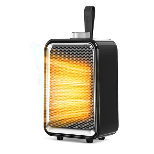 Lmkeji Electric Space Heater, Small Desk Heater for Indoor Use, 2-Speed Portable Heater with Overheat and Tip-Over Protection, Safe and Quiet Ceramic Heater for Offcie, Bedroom(Black)