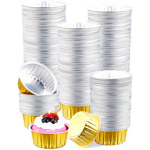 Patelai 300 Pcs Patelai Aluminum Foil Cups 4.2 oz Mini Baking Cups Gold Cupcake Liners Disposable Ramekins Foil Muffin Pans for Pie Souffle Pudding Holder Wedding Birthday Party (Round)