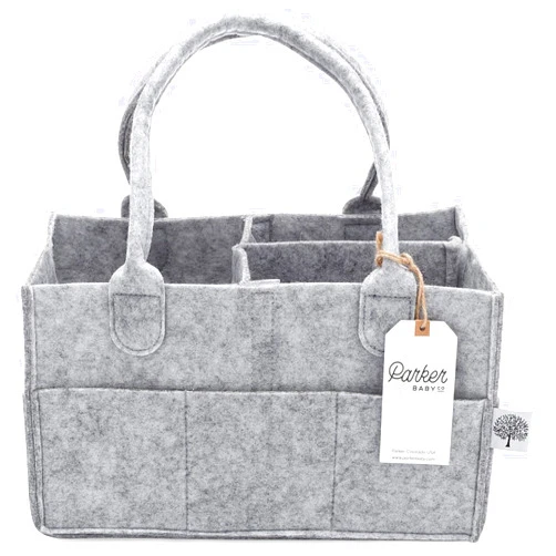 Parker Baby Co. Parker Baby Diaper Caddy - Nursery Storage Bin and Car Organizer for Diapers and Baby Wipes - Gray, Regular