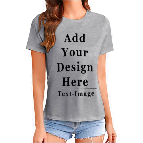 Yartroana Double Sided Custom Shirts for Women Add Your Photo Text Logo Personalized Fashion Colorful Classic Fit Cotton T-Shirt Tees