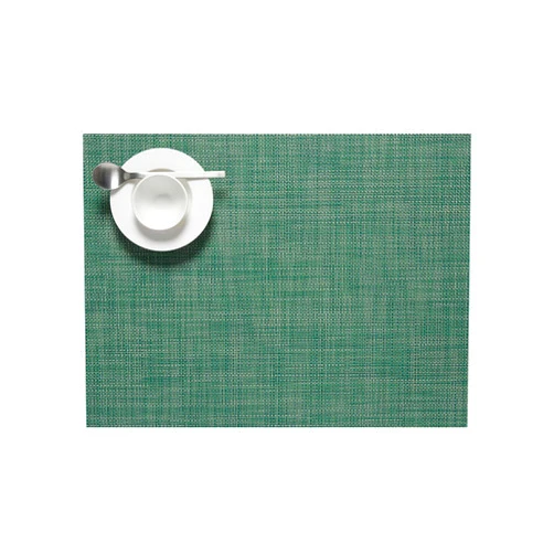Chilewich Mini Basketweave Placemats in Ivy - Set of 4 - Easy Care Woven Tabletop Textiles - Indoor/Outdoor - 19