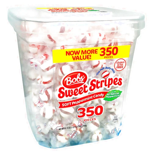 Bobs Bob's Sweet Stripes Soft Peppermint Candy, 350 Count, 61.73 Ounces Pack of 4