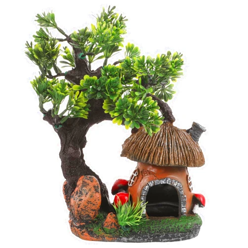 LOGOFUN Aquarium Mushroom House Mushroom Fish Hideout House Resin Mushroom Hideaway Shelter Cave Ornament for Aquarium Fish Tank Decorations