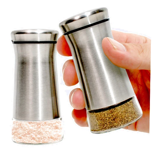 Willow & Everett Premium Salt and Pepper Shakers with Adjustable Pour Holes - Elegant Stainless Steel Salt and Pepper Dispenser - Perfect for Himalayan, Kosher and Sea Salts - Spices