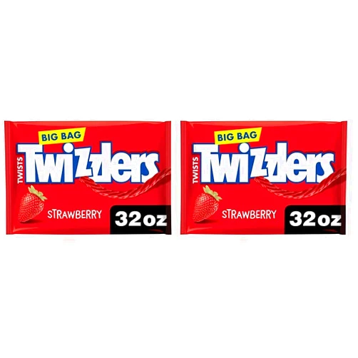 TWIZZLERS Twists Strawberry Flavored Licorice Style, Easter Candy Big Bag, 32 oz (Pack of 2)