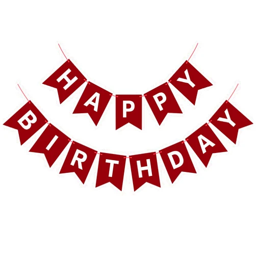 Waenerec Burgundy Birthday Banner Sign Happy Birthday Bunting Banner Garland for Kids Girl Woman Birthday Tea Party Decorations Bunting Flag Birthday Party Supplies