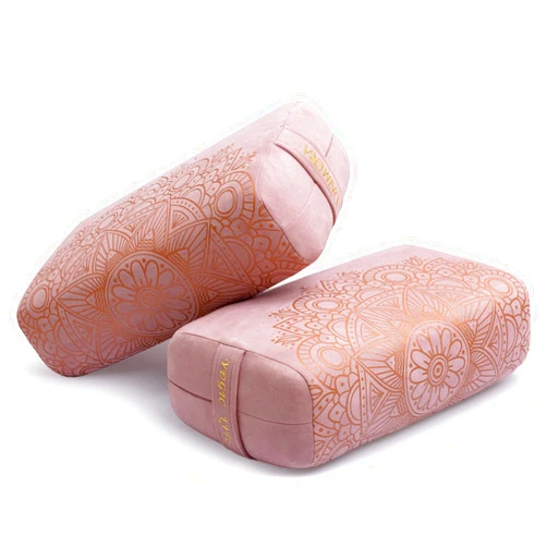 UNMERA Yoga Bolster Pillow (2 Pack) Luxurious Eco Suede Yoga Bolster for Restorative Yoga, Meditation, Rectangular Yoga Pillow With Carry Handle, Washable Cover