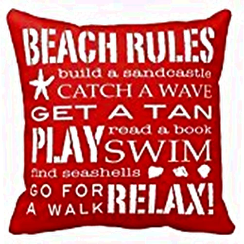 GooDone Beach Rules By The Seashore Bold Red and White Throw Pillow Cover For Living Room, Sofa, Etc