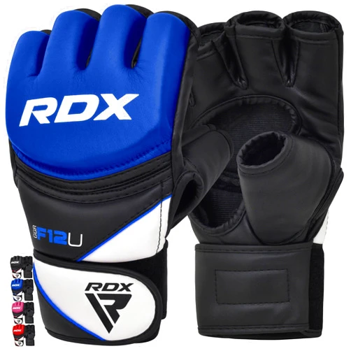 RDX MMA Gloves Grappling Sparring, Maya Hide Leather, Boxing Gloves Men Women Muay Thai Martial Arts Training, Half Finger Adjustable Mitts Wrist Support kickboxing Cage Fighting Punching Bag Workout