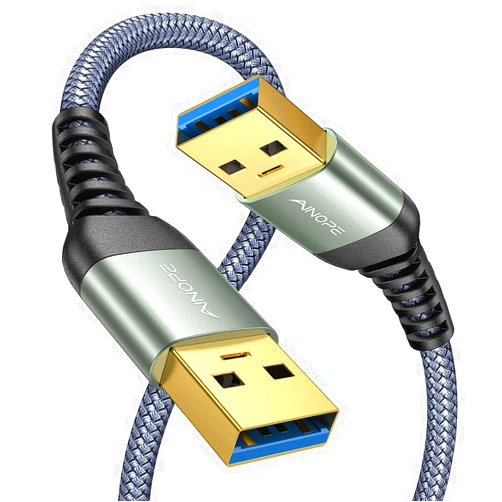AINOPE USB 3.0 A to A Male Cable, [6.6FT] [Never Rupture] USB Male to Male Cable Double End USB Cord Compatible with Hard Drive Enclosures, DVD Player, Laptop Cool-Grey