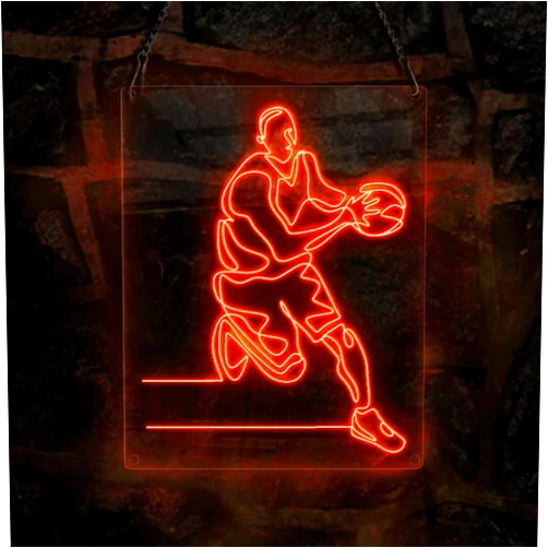 Ancfun Basketball Player Style Neon Sign, Sports Theme Handmade EL Wire Neon Light Sign, Home Decor Wall Art, Lime
