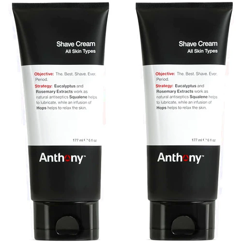 Anthony Shaving Cream Mens Sensitive Skin: Squalane, Eucalyptus, Spearmint and Rosemary Extracts, Help Soothe, Refresh, Cool, and Condition Your Skin for Shave 6 Fl Oz 2 Pack