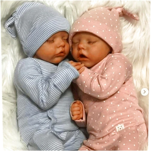 Anano Twins Reborn Baby Dolls Lifelike Real Twins Baby Dolls18 Inch Realistic Reborn Baby Dolls with Two Reborn Baby Dolls Sleeping Reborn Baby Dolls with Clothes and Toy Gift for Kids A
