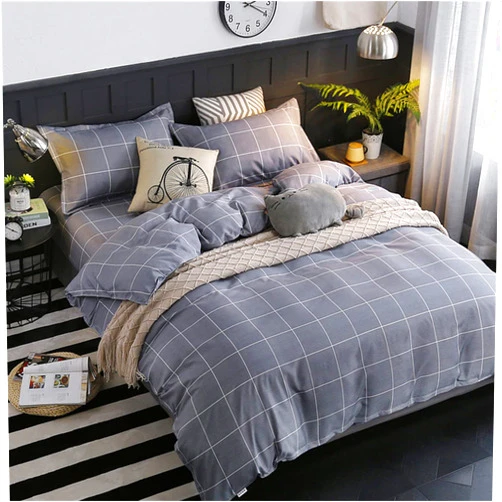 ANYSWBKN Solid Super Soft 4 Piece Bedding Sets Fade Resistant Color Nordic Style Aloe Cotton with Comforters Sheets Pillowcases Blue Queen