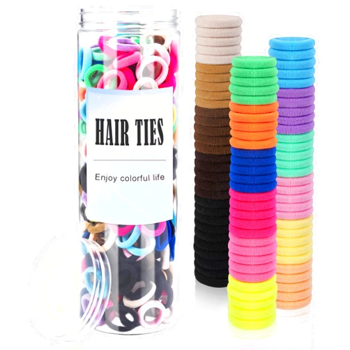 TaShow 500 Count Baby Hair Ties for Infants, Mixed Color, Soft Elastic Ponytail Holders for Toddler Girls, Cotton Baby Girl Hair Ties, 18 Colors