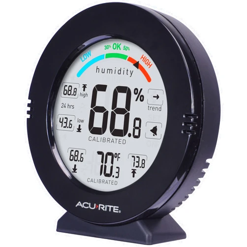 AcuRite 01080M Pro Accuracy Temperature and Humidity Gauge with Alarms, Black