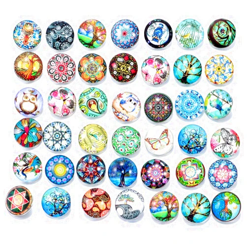 Ginooars Pack of 30 Mixed Style Glass Snaps Charm Buttons 18/20mm for Interchangeable Snaps Jewelry Making