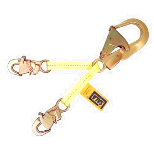 3M DBI-SALA 1231380 Web Rebar Positioning Lanyard, 18-Inch With Aluminum Rebar Hook At Center, Snap Hooks At Leg Ends, Yellow/Gold