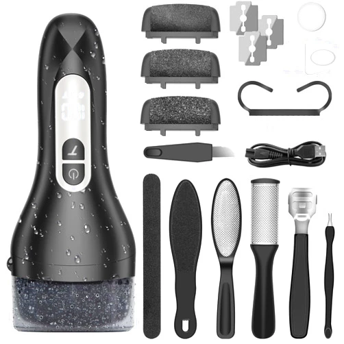 AdamPark Electric Callus Remover for Feet,Rechargeable Electronic Foot File Pedicure Tools,Professional Waterproof Foot Scrubber File,Portable Pedi Feet Care for Cracked Heels &Dead Skin with LCD Display