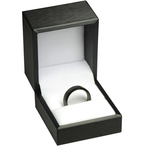 The Jewellery Pak Ring Box for Wedding Proposal Engagement for Men Women Luxury Soft Touch Black PU Leather Ring Jewelry Gift Holder Box