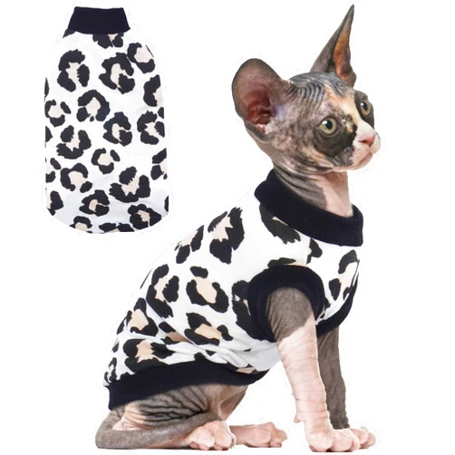 PUMYPOREITY Sphynx Cat Clothes, Stretchy Cat Sweater, Soft Hairless Cats Shirt, Pullover Cat Pajamas, Cat turtleneck for Sphynx Cornish Rex, Devon Rex, Black, XS