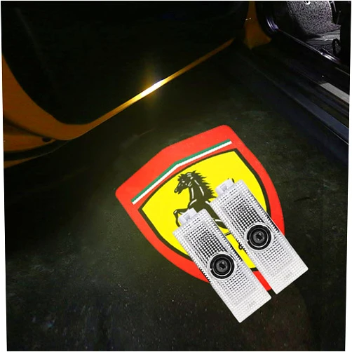 uuakarin 2Pcs Car Door Light Easy Installation Car Door LED Logo Projector Welcome Light Puddle lamp Compatible with 458 488 599 612 FF F12 California (03)
