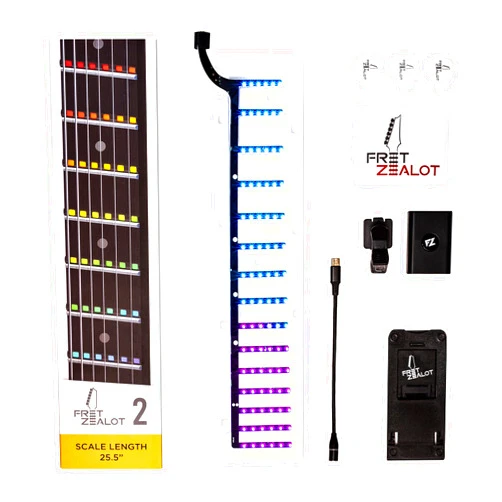 Fret Zealot 2 | LED Fretboard System for Learning Guitar | Songs, Courses, Chords, Scales | Android, iOS, Web (25.5