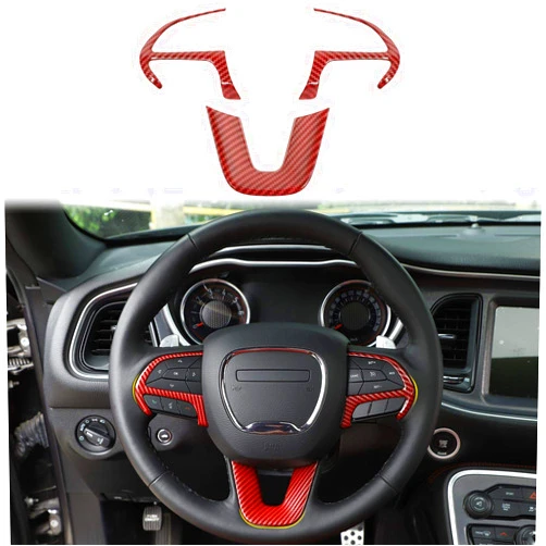 Voodonala Decorative Accessories for 2015-2024+ Dodge Challenger Charger Durango, for Jeep Grand Cherokee SRT8 Interior Accessories, ABS Red/Black Fiber
