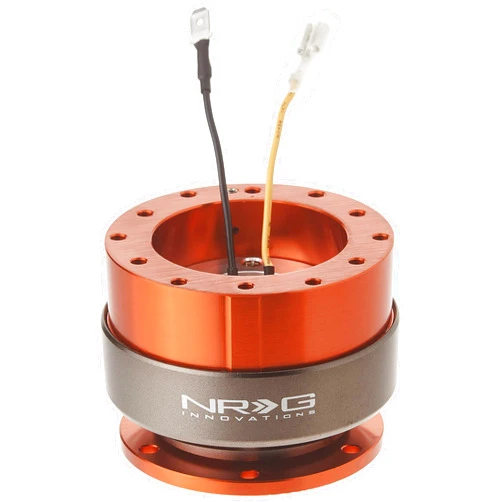 NRG Innovations Gen 2.0 Steering Wheel Quick Release Adapter 6-HOLE with Mounting Bolts (Orange Body/Titanium Chrome Ring), NRG-SRK-200OR