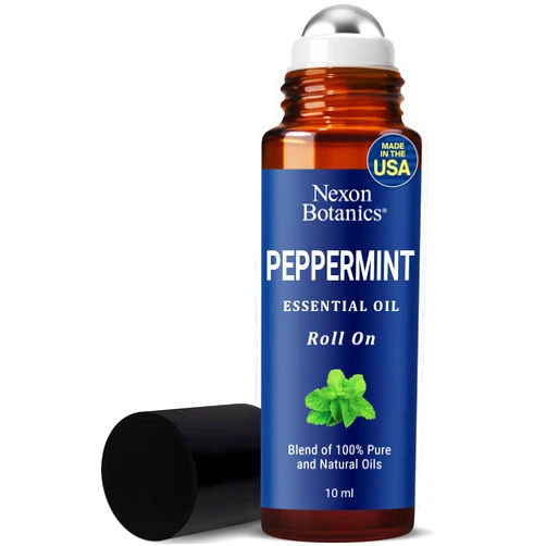Nexon Botanics Peppermint Essential Oil Roll-On 10 ml - Pure, Natural & Prediluted Oil Blend Roller with Fresh Minty Aroma - Aromatherapy & Headache Relief - Nexon Botanics