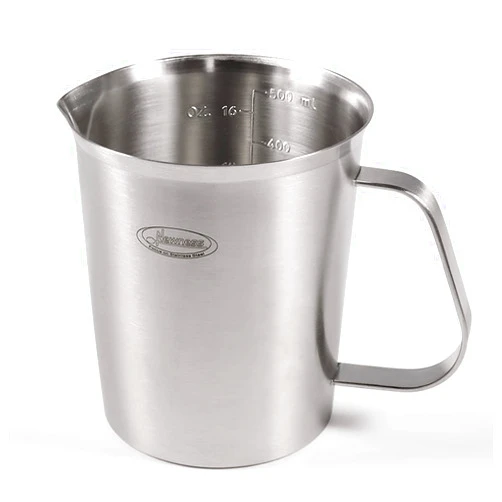 Newness Stainless Steel Measuring Cup, Metal Measuring Cup with Handle (Upgraded, 3 Marking Including Cup/ML/Ounce Scale), 16 Ounces (0.5 Liter, 2 Cup)