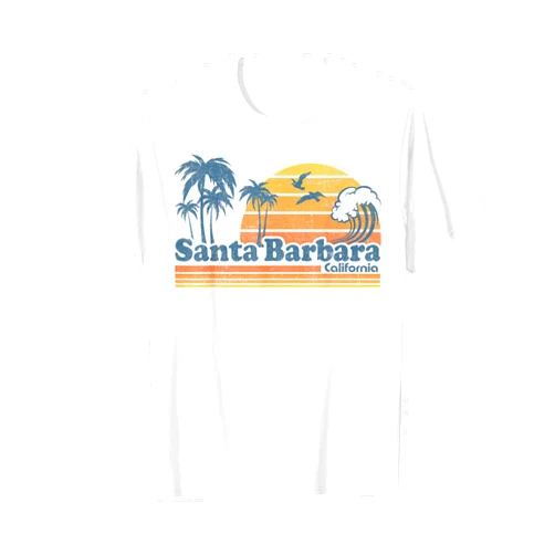 Retro Beach Vacation Summer Quotes Shirts & Gifts Santa Barbara California Beach Vacation Cute Cali 70s Retro T-Shirt
