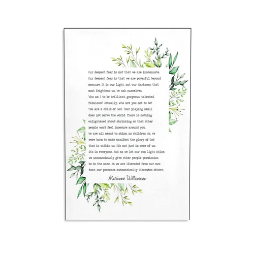 AMZPOSTERLN Poem Our Deepest Fear Poster Motivational Quote Marianne Williamson Canvas Art Aesthetic And Wall Art Picture Decor Poster 12x18inch(30x45cm)