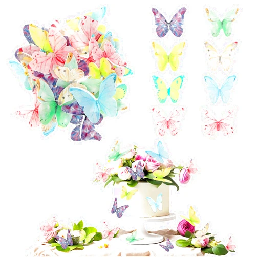 DIVINA VITAE 38 Pcs Edible Butterfly Cupcake Toppers Wafer Paper Butterflies for Cake Butterfly Decorations Edible Rice Paper for Cakes Colorful Butterfly Cake Toppers for Birthday Cupcakes Decorating Supplies