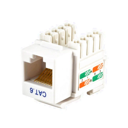 Monoprice Cat6 Punch Down Keystone Jack - Supports 22-24AWG Solid Wire, White