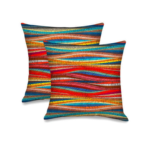ARPTCN Vintage Boho Rainbow Pillow Covers - Abstract Modern Oil Painting Pillow Covers Themed Decorative for Couch Sofa Bed Living Room Bedroom 18x18 inches Set of 2, Throw Pillow Covers