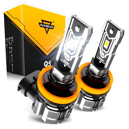 Auxbeam H11 H8 H9 Fog Light Bulbs, 10000LM 600% Brighter H11 Fog Lights, 1:1 Mini Size Fanless H8 H9 H16 H11 Fog Light Bulbs, 6500K White Strong Light Penetration, Super Bright Plug and Play