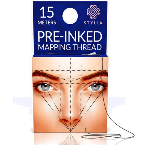 Stylia Microblading Supplies Pre-Inked Eyebrow Mapping String – 15 Meters - Ultra-Thin, Mess-Free Thread, Create a Crisp, Spot-on Brow Map Every Time – Hypoallergenic, Cosmetic Grade For Permanent Makeup