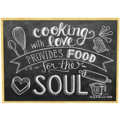 SJT ENTERPRISES, INC. Cooking with Love Provides Food for The Soul - Wood Fridge Magnet Featuring The Artwork of Ampersand - Measures 2.5
